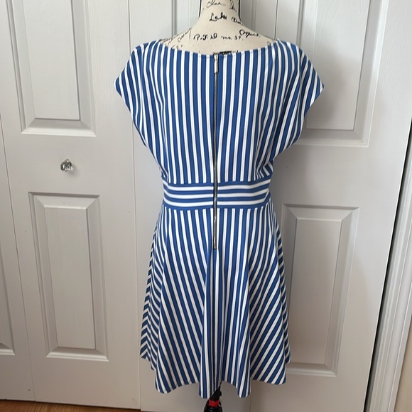Kate Spade ♠️ Basket Stripe blue white Ponte Fiorella Dress Sz large XL - Picture 6 of 9